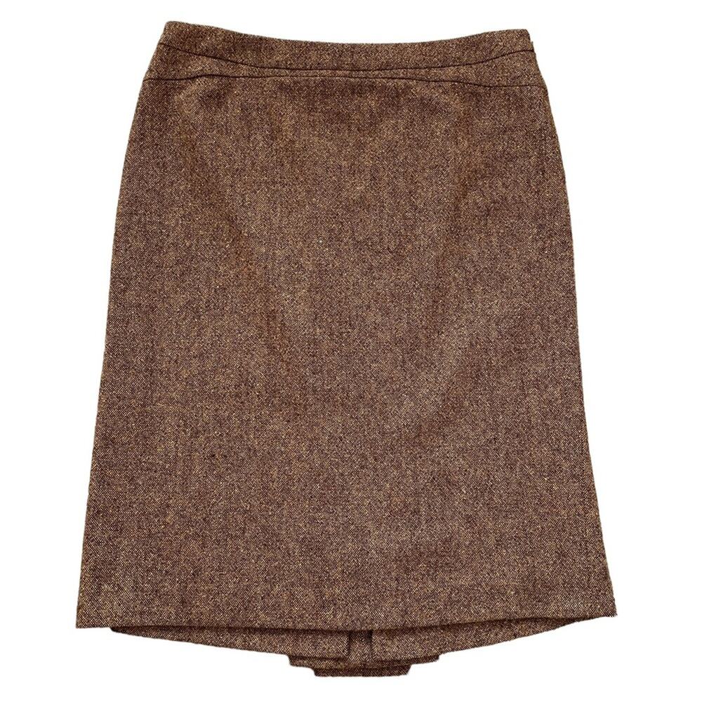 ETRO Milano Wool Tweed Pencil Skirt Italy 46 / US 10 Vintage Style Pleated Back